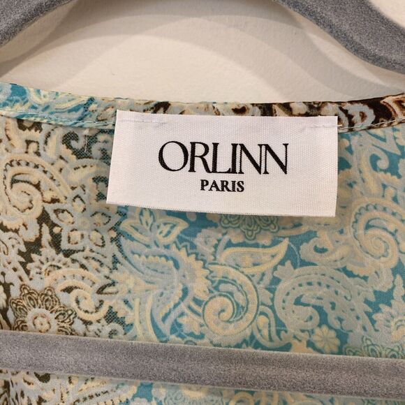 Orlinn Paris 100% Silk Blouse Bell Sleeve Cropped Elastic Waist - Picture 5 of 11